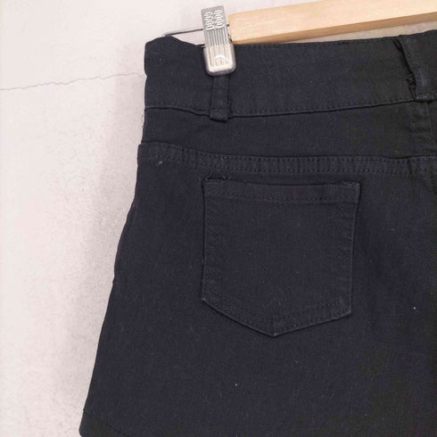 JEANS ジーンズ ドクロ スタッズ デザイン ショート デニム パンツ Y2K レディース L