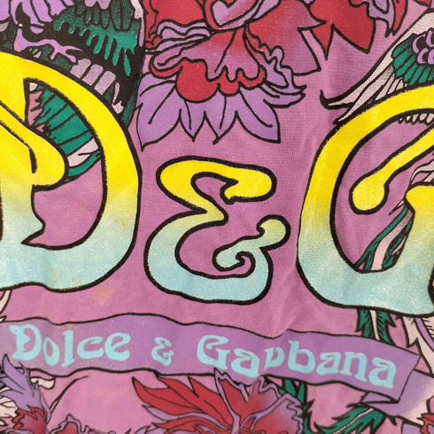 ディーアンドジードルチェアンドガッバーナ D&G DOLCE&GABBANA グラフィックプリント 五分袖 ストレッチ トップス Y2K レディース import:M