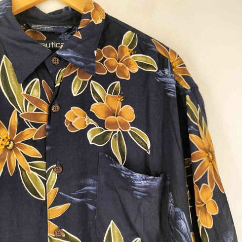 ノーティカ NAUTICA 90S ショートスリーブ ボタニカル柄 レーヨンシャツ メンズ JPN:XL
