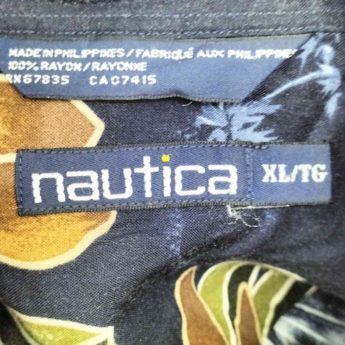 ノーティカ NAUTICA 90S ショートスリーブ ボタニカル柄 レーヨンシャツ メンズ JPN:XL