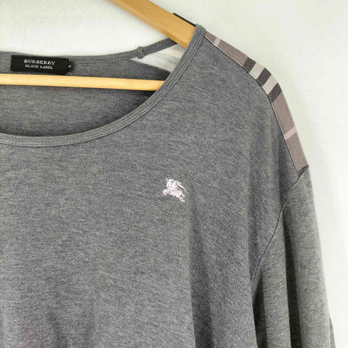 バーバリーブラックレーベル BURBERRY BLACK LABEL ロゴ刺繍 チェック切替 ロングスリーブ カットソー メンズ JPN:3