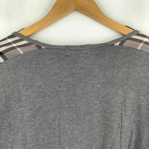 バーバリーブラックレーベル BURBERRY BLACK LABEL ロゴ刺繍 チェック切替 ロングスリーブ カットソー メンズ JPN:3