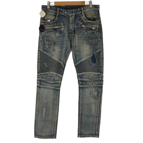バルマンパリ BALMAIN PARIS reference クラッシュ バイカー デニムパンツ メンズ 32