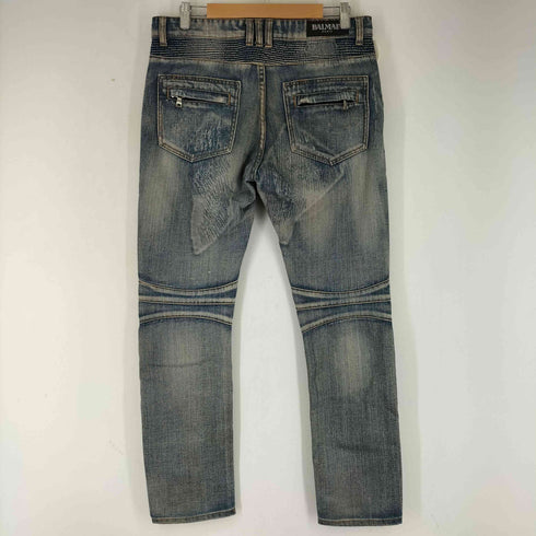 バルマンパリ BALMAIN PARIS reference クラッシュ バイカー デニムパンツ メンズ 32