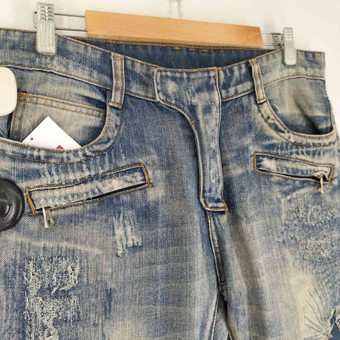 バルマンパリ BALMAIN PARIS reference クラッシュ バイカー デニムパンツ メンズ 32