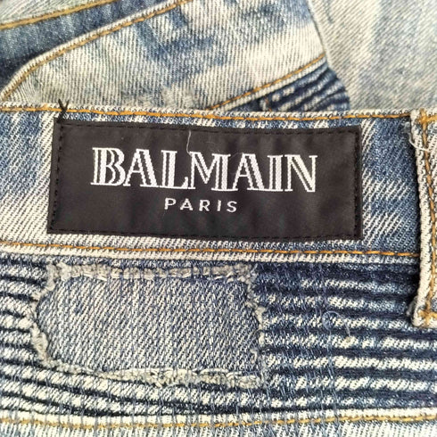 バルマンパリ BALMAIN PARIS reference クラッシュ バイカー デニムパンツ メンズ 32