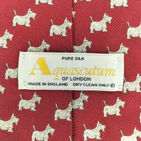 アクアスキュータム AQUASCUTUM 犬柄 シルクネクタイ メンズ