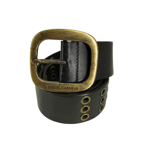 ドルチェアンドガッバーナ DOLCE&GABBANA 3連ハトメ レザーベルト メンズ