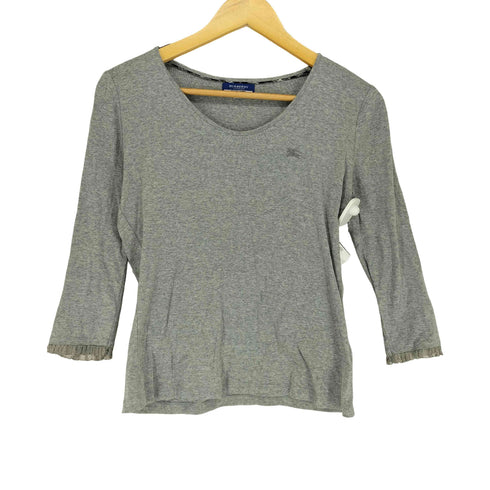 バーバリーブルーレーベル BURBERRY BLUE LABEL ホース刺繍ロゴ 袖フリル L/S カットソー レディース 38