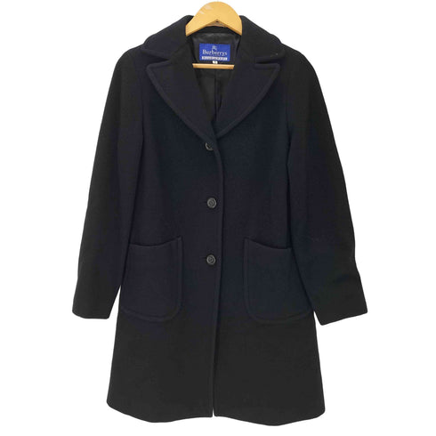 バーバリーブルーレーベル BURBERRY BLUE LABEL アンゴラ ウール メルトン ブラック チェスター ロング コート レディース 38
