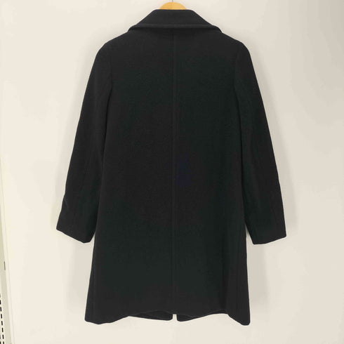 バーバリーブルーレーベル BURBERRY BLUE LABEL アンゴラ ウール メルトン ブラック チェスター ロング コート レディース 38