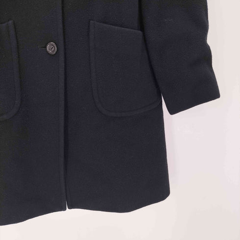 バーバリーブルーレーベル BURBERRY BLUE LABEL アンゴラ ウール メルトン ブラック チェスター ロング コート レディース 38