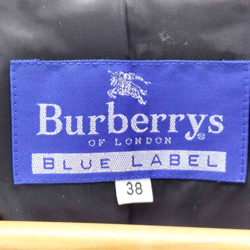 バーバリーブルーレーベル BURBERRY BLUE LABEL アンゴラ ウール メルトン ブラック チェスター ロング コート レディース 38