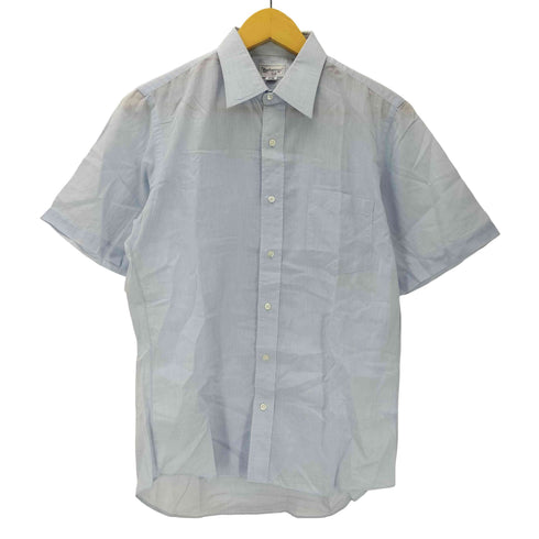 バーバリーズ BURBERRYS 80-90S OLD 銀タグ リネン コットン S/S シアー ドレス シャツ 襟芯 メンズ