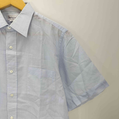 バーバリーズ BURBERRYS 80-90S OLD 銀タグ リネン コットン S/S シアー ドレス シャツ 襟芯 メンズ