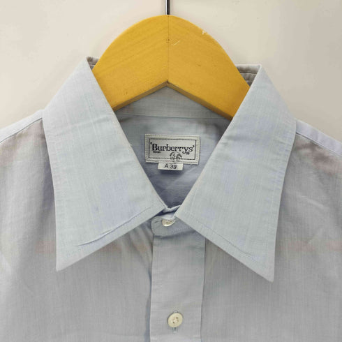 バーバリーズ BURBERRYS 80-90S OLD 銀タグ リネン コットン S/S シアー ドレス シャツ 襟芯 メンズ