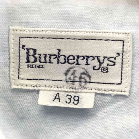 バーバリーズ BURBERRYS 80-90S OLD 銀タグ リネン コットン S/S シアー ドレス シャツ 襟芯 メンズ
