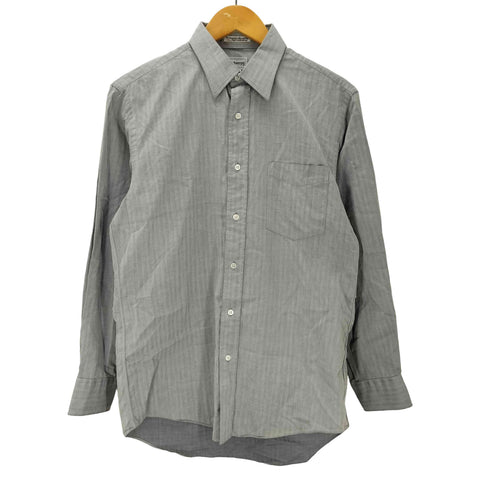 バーバリーズ BURBERRYS 80-90S OLD 銀タグ L/S ヘリンボーン ストライプ オックスフォード ドレス シャツ 襟芯 メンズ