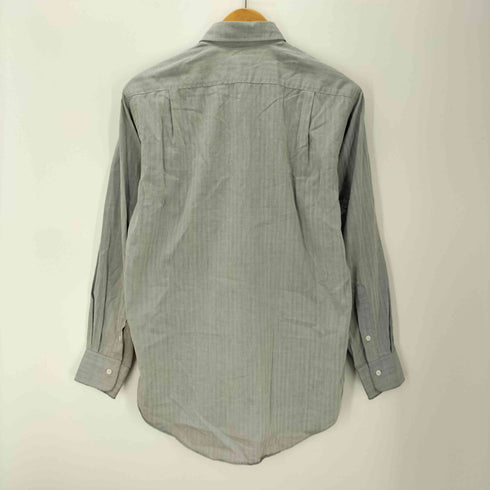 バーバリーズ BURBERRYS 80-90S OLD 銀タグ L/S ヘリンボーン ストライプ オックスフォード ドレス シャツ 襟芯 メンズ