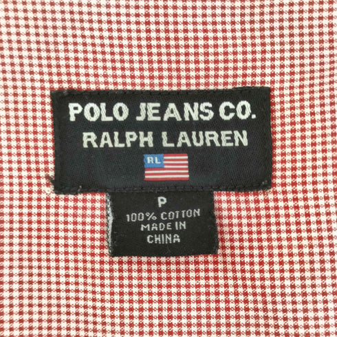 ポロジーンズカンパニーラルフローレン POLO JEANS COMPANY RALPH LAUREN 星条旗 刺繍 ギンガムチェック コットン L/S シャツ レディース P
