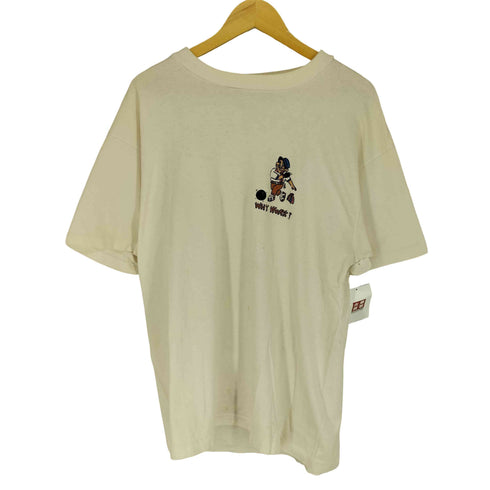 80-90s USA製 WHY WORK? プリント 袖裾シングル 半袖 Tシャツ メンズ XL