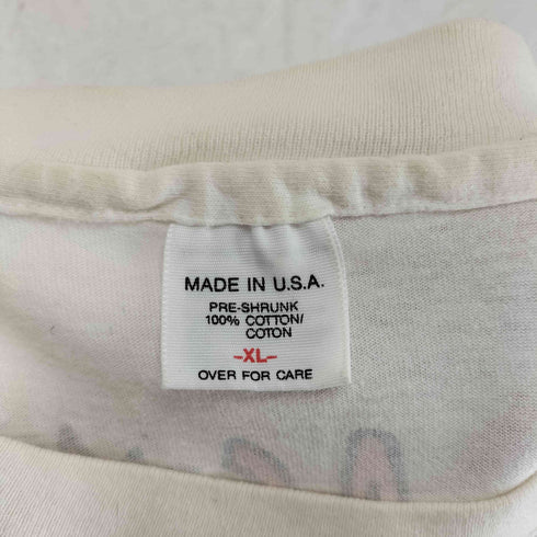 80-90s USA製 WHY WORK? プリント 袖裾シングル 半袖 Tシャツ メンズ XL