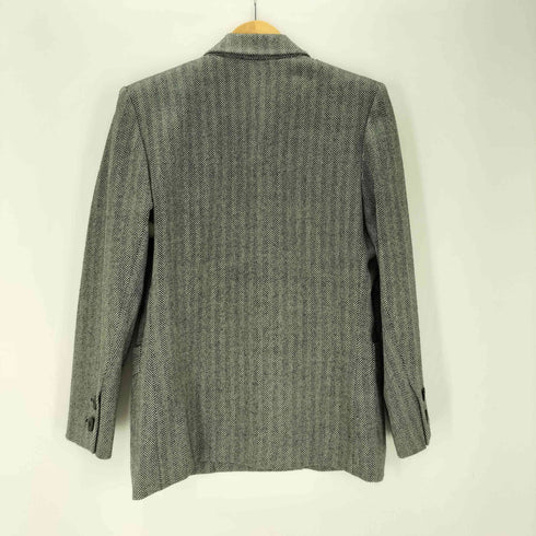 イヴサンローラン Yves Saint Laurent 80-90S OLD ウール ヘリンボーン ダブル テーラード ジャケット スカート セットアップ レディース import:M