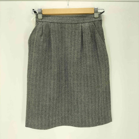 イヴサンローラン Yves Saint Laurent 80-90S OLD ウール ヘリンボーン ダブル テーラード ジャケット スカート セットアップ レディース import:M