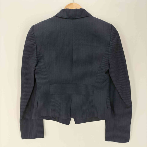 マックスマーラ MAX MARA MADE IN ITALY SET UP イタリア製 リネン ウール ストライプ ショート テーラード ジャケット スラックス パンツ セットアップ レディース 38