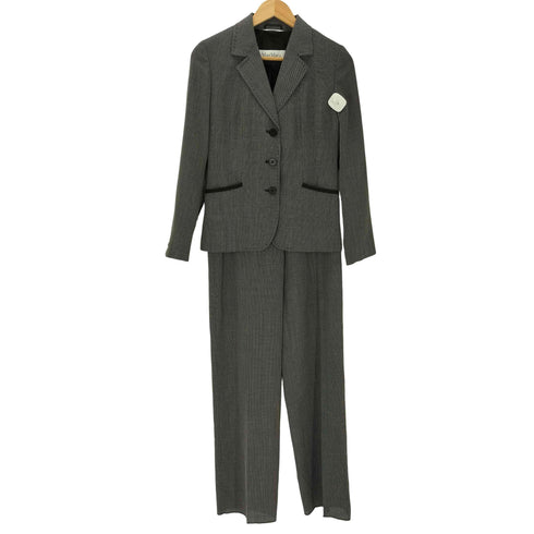 マックスマーラ MAX MARA MADE IN ITALY SET UP イタリア製 織り 生地 ウール ショート テーラード ジャケット スラックス パンツ セットアップ レディース 38