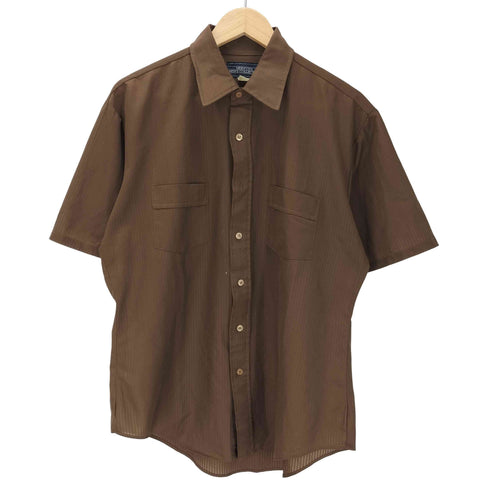 MERVYNS 70-80S OLD シアー ストライプ S/S シャツ 襟芯 メンズ import:L