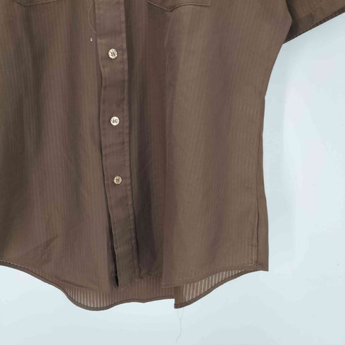 MERVYNS 70-80S OLD シアー ストライプ S/S シャツ 襟芯 メンズ import:L