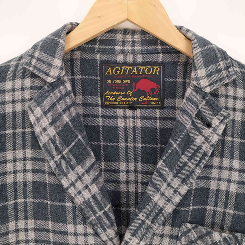 AGITATOR チェック柄 L/S 開襟 ネルシャツ メンズ 36