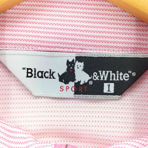 ブラックアンドホワイト BLACK&WHITE ストーンデザインハーフジップハイネックカットソー レディース
