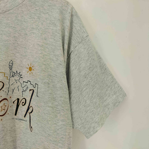 90s USA製 霜降り プリントクルーネックTシャツ メンズ XL