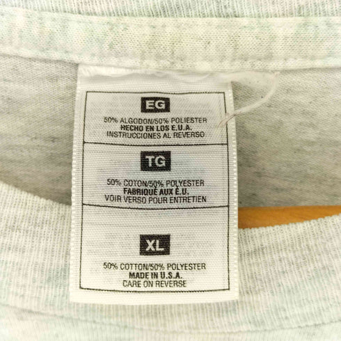 90s USA製 霜降り プリントクルーネックTシャツ メンズ XL
