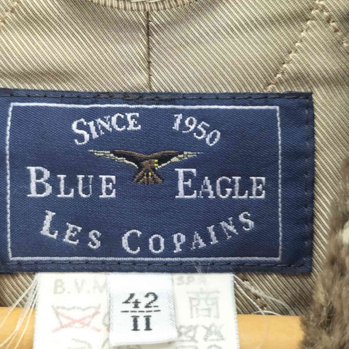 BLUE EAGLE 裏地キルティング 襟ファー ウールステンカラーコート レディース
