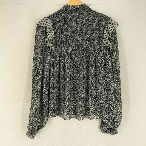 ザラ ZARA ペイズリー シースルー ギャザー ブラウス レディース M