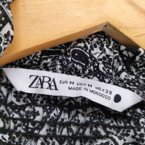 ザラ ZARA ペイズリー シースルー ギャザー ブラウス レディース M