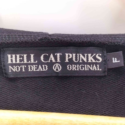 HELL CAT PUNKS ハート キャット 両面 プリント ポンチョ パーカー フーディー メンズ LL