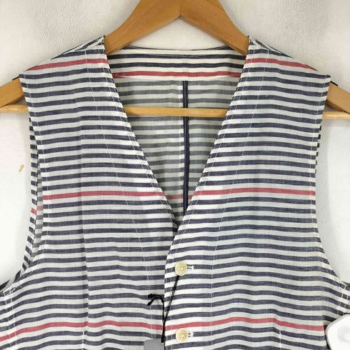 バーバリーブラックレーベル BURBERRY BLACK LABEL リネン混 ボーダー ベスト メンズ JPN:M