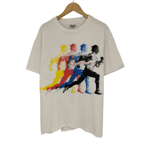 ヘインズ Hanes シングルステッチ super dad プリントクルーネックTシャツ メンズ import:L