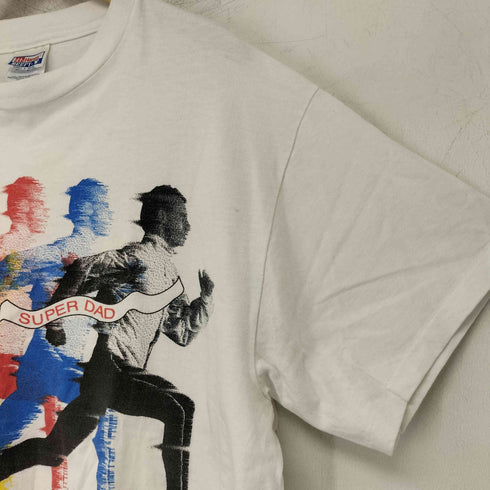 ヘインズ Hanes シングルステッチ super dad プリントクルーネックTシャツ メンズ import:L
