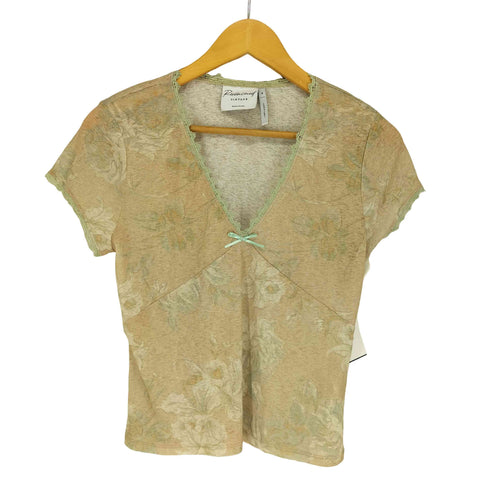 Reclaimed Vintage リクレイムド・ヴィンテージ 花柄 フラワー リボン Vネック フリル トップス Y2K レディース M