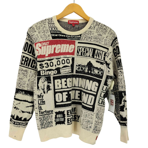 シュプリーム Supreme 18AW Newspaper print Sweater ニュースプリントセーター メンズ import:L