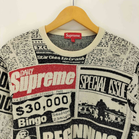 シュプリーム Supreme 18AW Newspaper print Sweater ニュースプリントセーター メンズ import:L