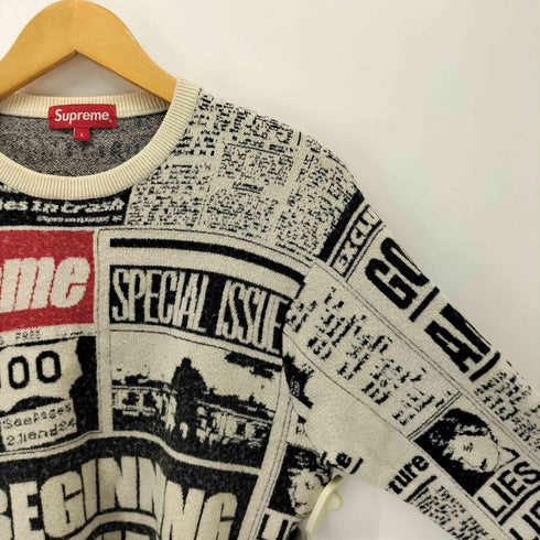 シュプリーム Supreme 18AW Newspaper print Sweater ニュースプリントセーター メンズ import:L