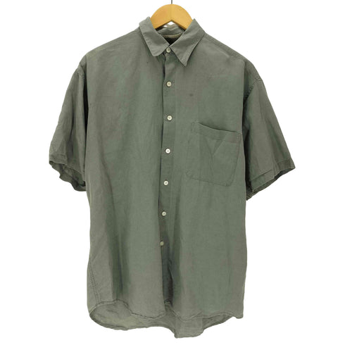 ペリーエリス PERRY ELLIS 90S OLD 麻 リネン コットン S/S ボックス シャツ メンズ import:M