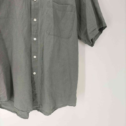 ペリーエリス PERRY ELLIS 90S OLD 麻 リネン コットン S/S ボックス シャツ メンズ import:M