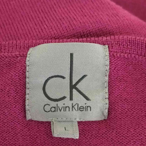 シーケーカルバンクライン ck Calvin Klein ボーダーデザインVネックニット レディース import:L